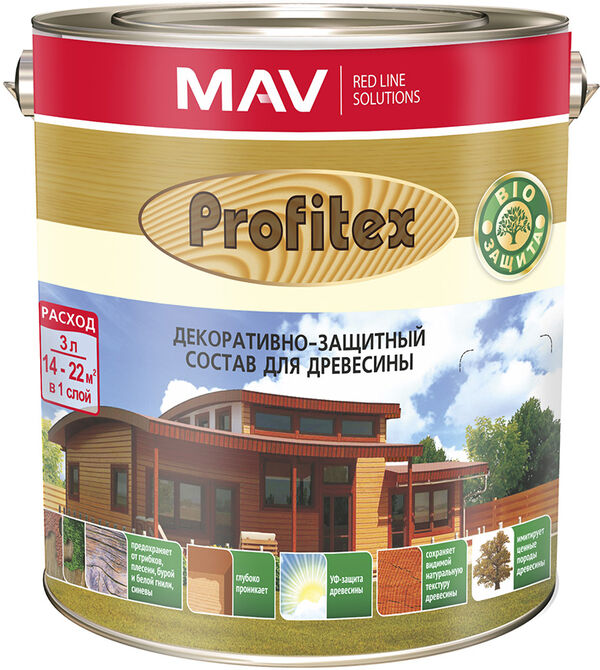 Состав PROFITEX декоративно-защитный для древесины, сосна