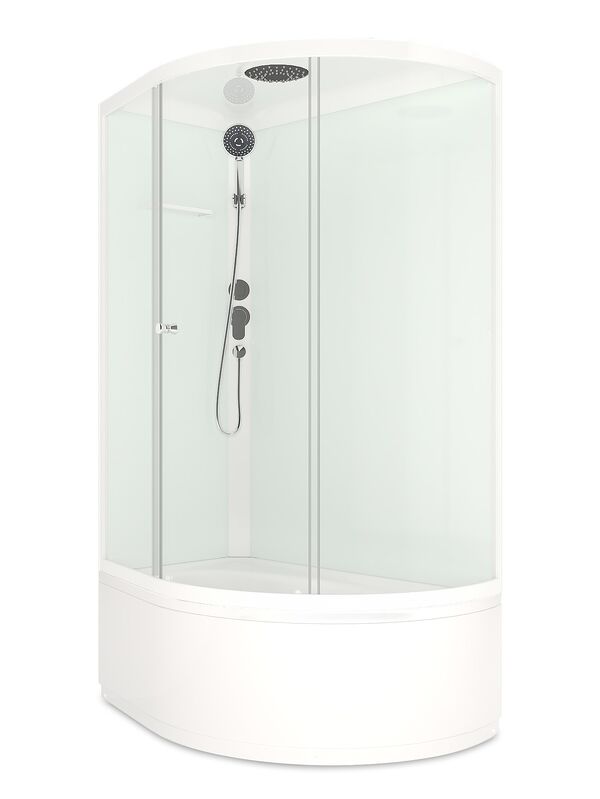 Душевая кабина Domani-Spa Simple 128 High R / DS01Sm128RHWCl00-V1.2 (белый/прозрачное стекло)
